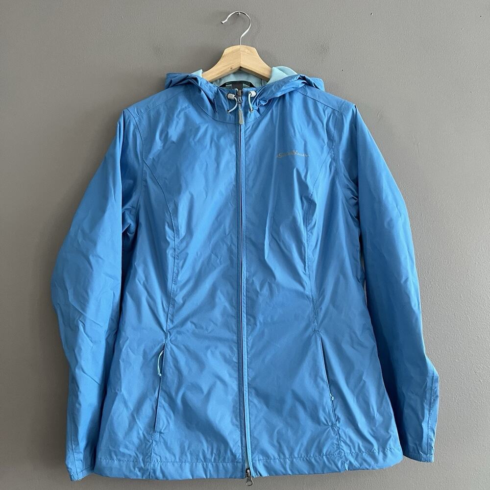 Eddie Bauer Weatheredge Jacket Womens Nylon Hooded Waterproof Coat Blue Sz Small
